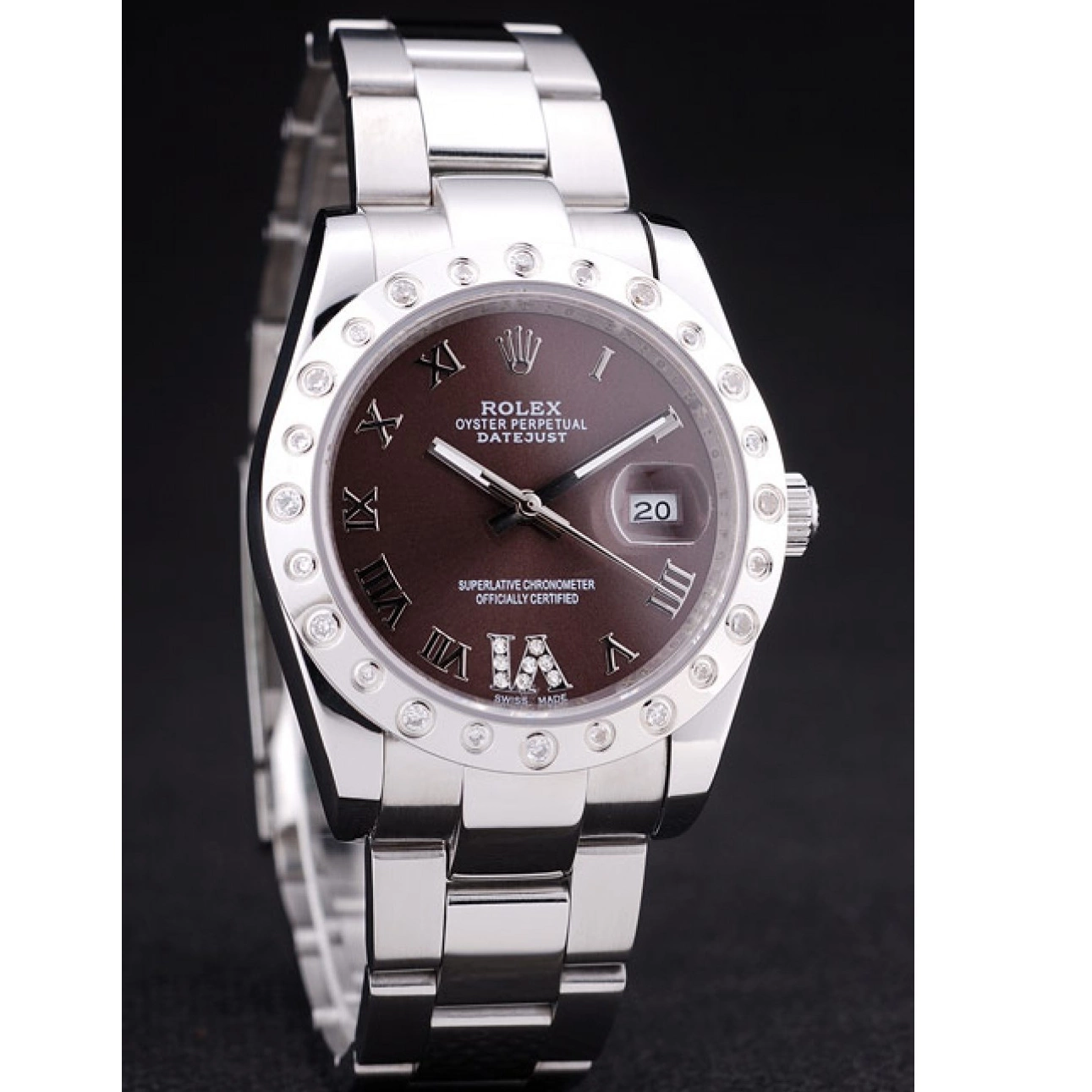 Best AAA Replica Sites 7466 Diamond Bezel Datejust Rolex Dial Brown 0611